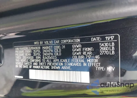 2018 Volvo Xc60 T5 Inscription z USA, uszkodzony, nr VIN YV4102RL2J1040828